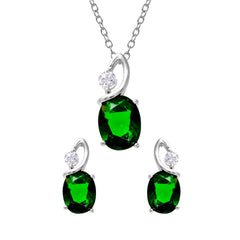 Sterling Silver Rhodium Plated Twisted Oval Birthstone Set May