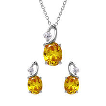 Load image into Gallery viewer, Sterling Silver Rhodium Plated Twisted Oval Birthstone Set Nov