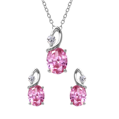 Sterling Silver Rhodium Plated Twisted Oval Birthstone Set Oct