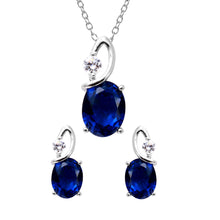 Load image into Gallery viewer, Sterling Silver Rhodium Plated Twisted Oval Birthstone Set Sep