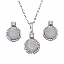 Load image into Gallery viewer, Sterling Silver Round Synthetic Opal Necklace and Earrings Set