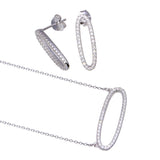 Sterling Silver Rhodium Plated Open Oval CZ Set