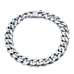 Sterling Silver Gun Metal Plated Curb Bracelet