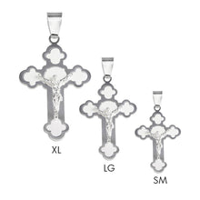 Load image into Gallery viewer, Sterling Silver Rhodium Plated High Polished With Matte Finish Rose Cross Pendant
