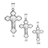 Sterling Silver Rhodium Plated High Polished With Matte Finish Rose Cross Pendant