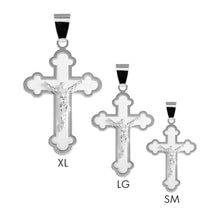 Load image into Gallery viewer, Sterling Silver 2 Toned High Polished Matte Finish Budded Cross Style Pendant
