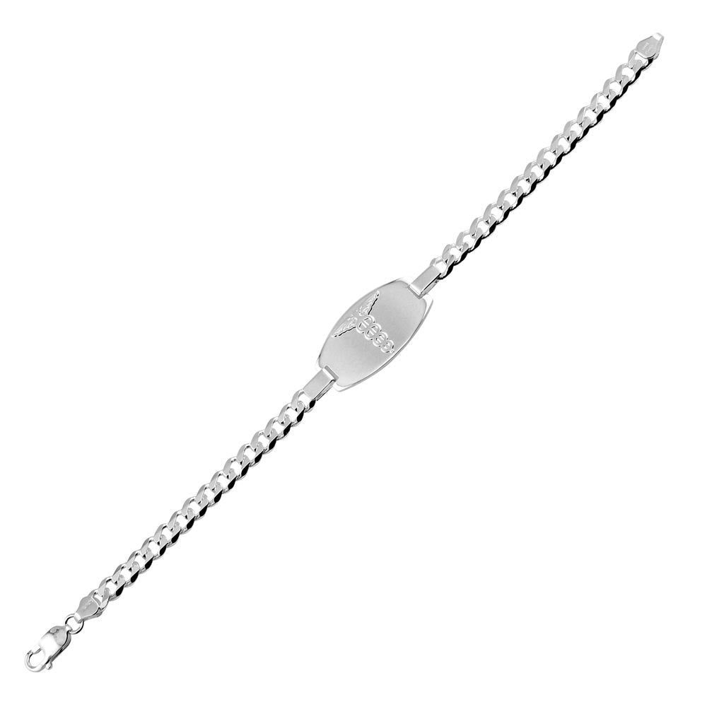 Sterling Silver Medium Medical Curb Chain ID Bracelet