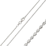 Sterling Silver Rhodium Plated Slash Diamond Cut Design Bead 002 Chain