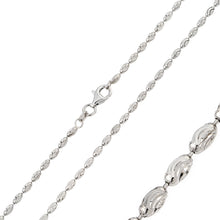 Load image into Gallery viewer, Sterling Silver Rhodium Plated Oval Curved DC Bead 002 Chain