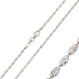 Sterling Silver Rhodium Plated Oval Curved DC Bead 002 Chain