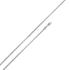 Italian Sterling Silver Rhodium Plated Bead Chain 180- 1.8 mm with Lobster Clasp Closure