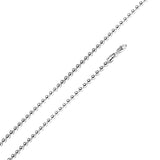 Italian Sterling Silver Rhodium Plated Bead Chain 300- 3 mm with Lobster Clasp Closure