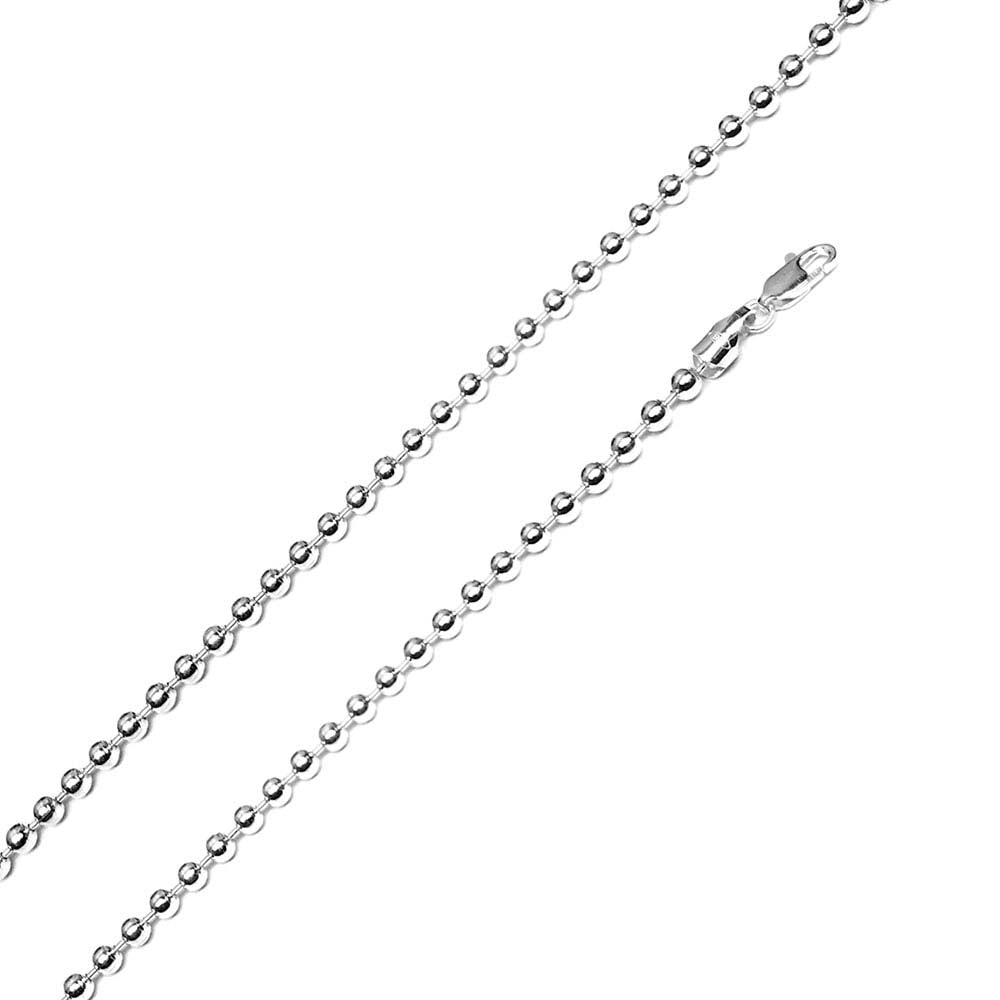 Italian Sterling Silver Rhodium Plated Bead Chain 400- 4 mm with Lobster Clasp Closure