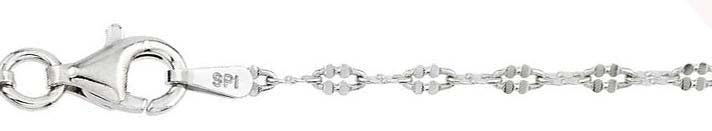 Sterling Silver Rhodium Plated Diamond Cut Oval Link 030-2mm Chain with Spring Clasp Closure