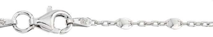Sterling Silver Rhodium Plated Twisted Disc Link 030-2.5mm Chain with Spring Clasp Closure