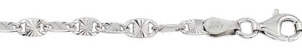 Italian Sterling Silver Rhodium Plated Star Diamond Cut Confetti Chain 065-3.3 MM with Lobster Clasp Closure