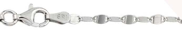 Italian Sterling Silver Rhodium Plated Diamond Cut Oval Flat Confetti Chain 025-1.6MM with Lobster Clasp Closure