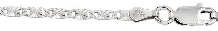 Italian Sterling Silver Rhodium Plated Diamond Cut Oval Flat Confetti Chain 025-1.6MM with Lobster Clasp Closure