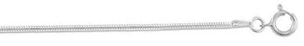 Sterling Silver Rhodium Plated Round Snake Chain 015 -0.8 mm with spring Ring Clasp Closure