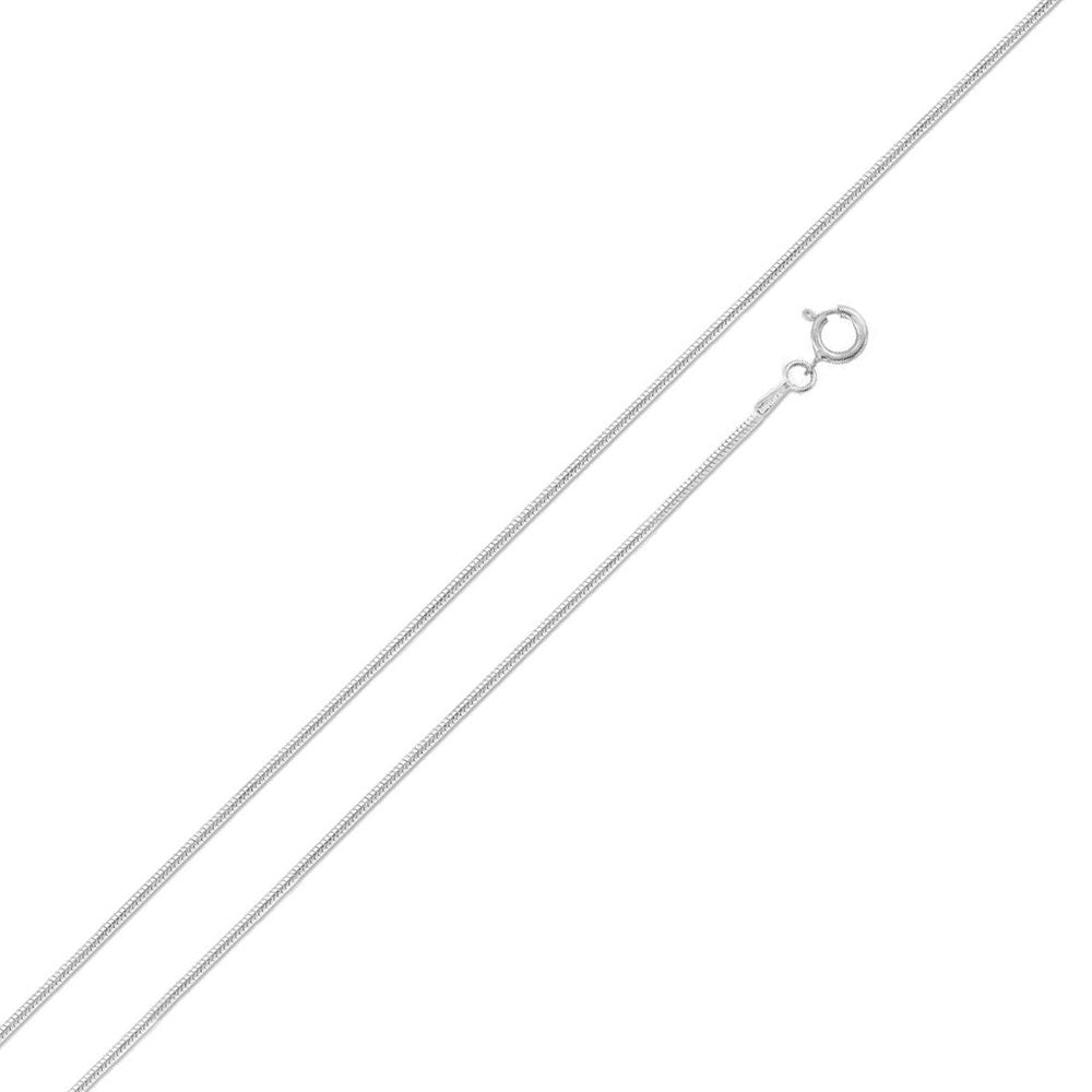 Sterling Silver Rhodium Plated Round Snake 1mm-025 Chain