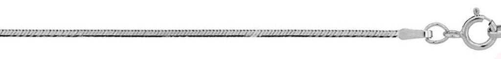 Italian Sterling Silver Rhodium Plated 4 sided  Snake Chain 025- 1.4 mm with Spring Clasp Closure