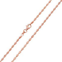 Load image into Gallery viewer, Italian Sterling Silver Rose Gold Plated Oval Curved Bead Chain 002-2.2 mm with Lobster Clasp Closure