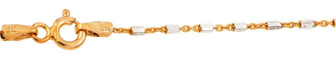 Italian Sterling Silver Rose Gold Plated 2 Toned Diamond Cut Tube Link Chain 030-1.3 mm with Spring Clasp Closure