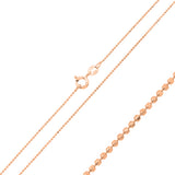 Italian Sterling Silver Rose Gold Plated Diamond Cut Bead Chain100-1 mm with Spring Clasp Closure