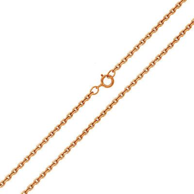 Italian Sterling Silver Rose Gold Plated Diamond Cut Cable Rolo Chain 020-0.9 mm with Spring Clasp Closure