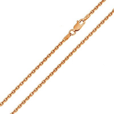 Italian Sterling Silver Rose Gold Plated Diamond Cut Cable Rolo Chain 050-1.6 mm with Lobster Clasp Closure