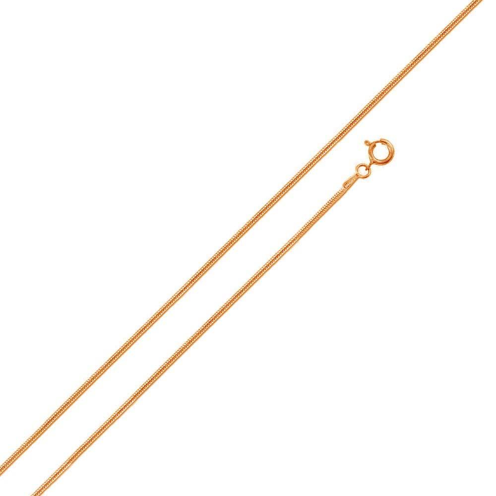 Italian Sterling Silver Rose Gold Plated Round Snake Chain 025-1 mm with Spring Clasp Closure