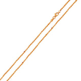 Italian Sterling Silver Rose Gold Plated Diamond Cut Edge Rolo Chain 040-1.3 mm with Lobster Clasp Closure