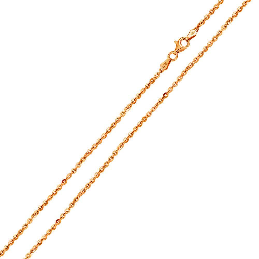 Italian Sterling Silver Rose Gold Plated Diamond Cut Edge Rolo Chain 050-1.7 mm with Lobster Clasp Closure