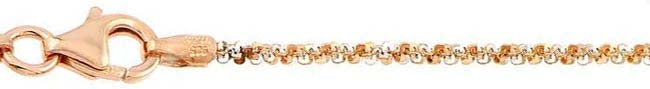 Italian Sterling Silver Rose Gold Plated 2 Toned Rock Chain 030-1 mm with Lobster Clasp Closure