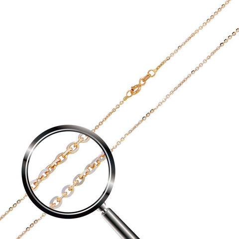Italian Sterling Silver Rose Gold Plated Diamond Cut Cable Rolo Chain 1.4 mm with Spring Clasp Closure