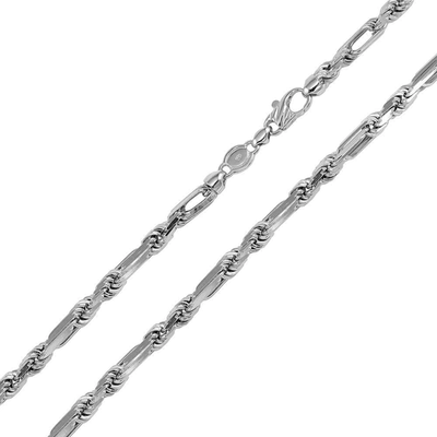 Sterling Silver Rhodium Plated Hand Made 5.5mm Figarope Milano Chain