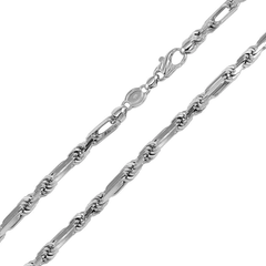 Sterling Silver Rhodium Plated Handmade 6.2mm Figarope Milano Chain