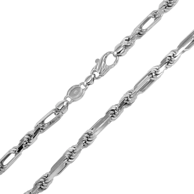 Sterling Silver Rhodium Plated Hand Made 8mm Figarope Milano Chain