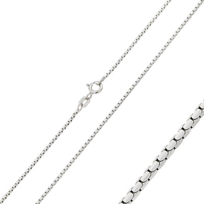 Sterling Silver Rhodium Plated Diamond V Cut Box 0.96mm-024 Chain