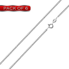 Load image into Gallery viewer, Pack of 6 Sterling Silver Rhodium Plated Box 0.8mm-015 Chain