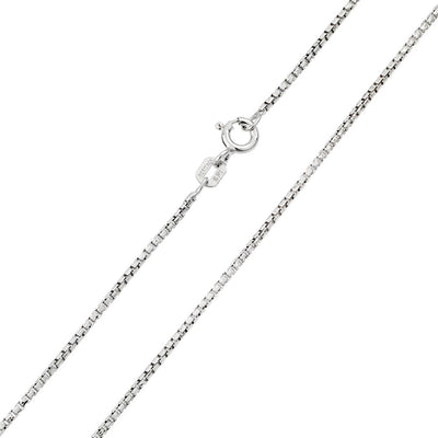 Sterling Silver Rhodium Plated Box Round Diamond Cut 1.5mm-030 Chain