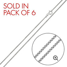 Load image into Gallery viewer, Pack of 6 Italian Sterling Silver Rhodium Plated Round Box Chain 015- 0.65 mm with Lobster Clasp Closure