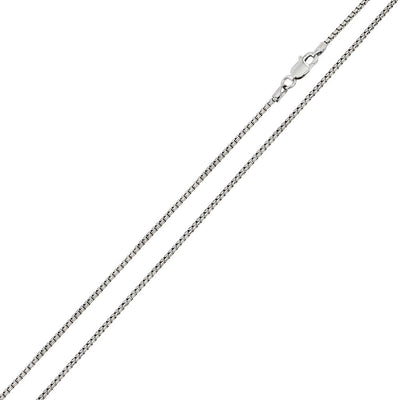 Sterling Silver Rhodium Plated Round Box 1.25mm-024 Chain