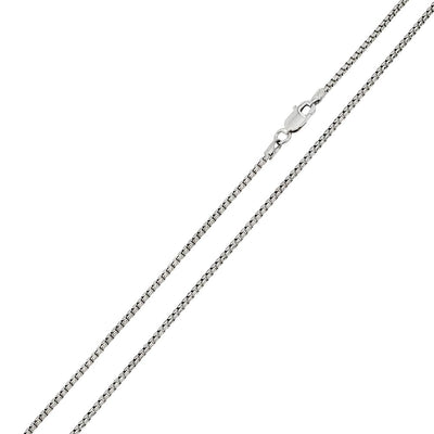 Sterling Silver Rhodium Plated Round Box 1.6mm-030 Chain