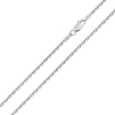 Italian Sterling Silver Rhodium Plated Diamond Cut Rolo Chain 035- 1 mm with Lobster Clasp Closure