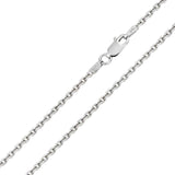 Italian Sterling Silver Rhodium Plated Diamond Cut Rolo Chain 060- 2 mm with Lobster Clasp Closure