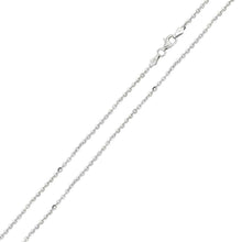 Load image into Gallery viewer, Italian Sterling Silver Rhodium Plated Diamond Cut Edge Rolo Chain 050-1.7 MM with Lobster Clasp Closure