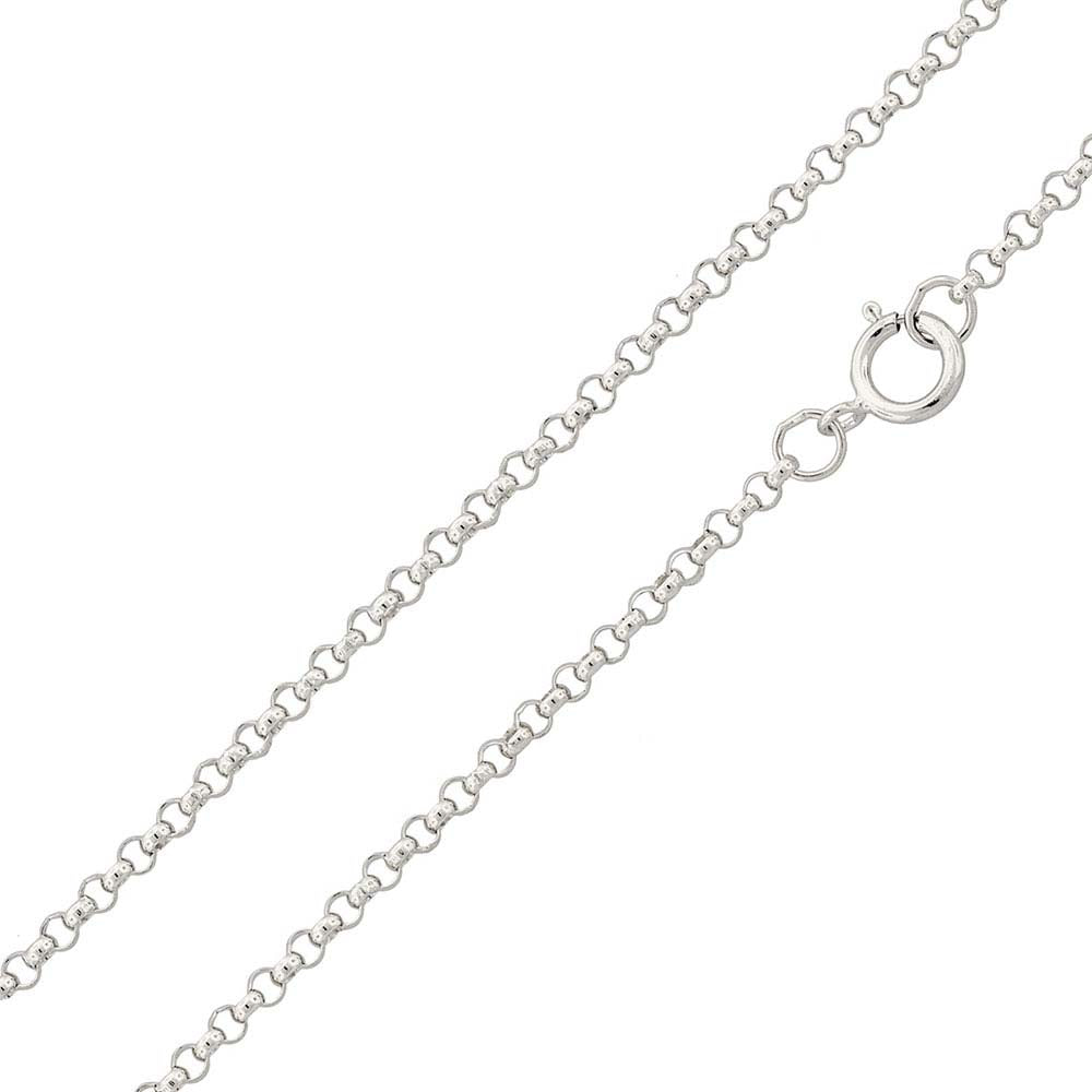Italian Sterling Silver Rhodium Plated Rolo Chain 030- 2.1 mm with Spring Clasp Closure