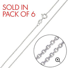 Load image into Gallery viewer, Pack of 6 Italian Sterling Silver Rhodium Plated Diamond Cut Anchor Chain 035-1.35 MM with Spring Clasp Closure