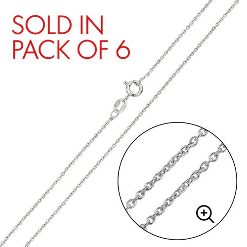 Pack of 6 Italian Sterling Silver Rhodium Plated Anchor Chain 020-0.75 MM with Spring Clasp Closure